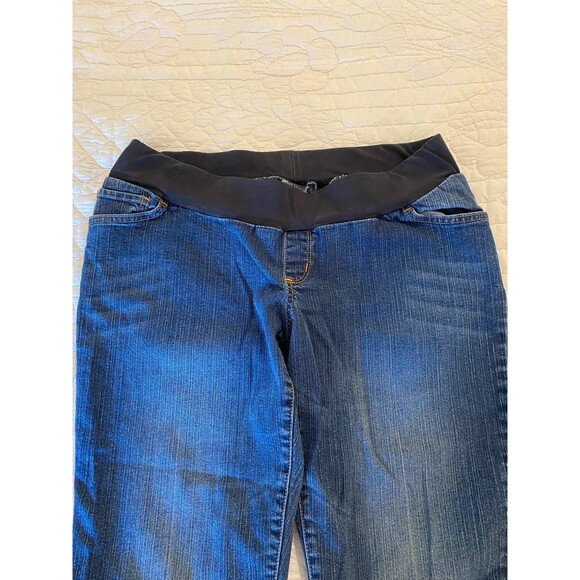 Oh Baby Maternity Denim Capris Jeans Pants  Size Large Wide Elastic Waist - Picture 3 of 7